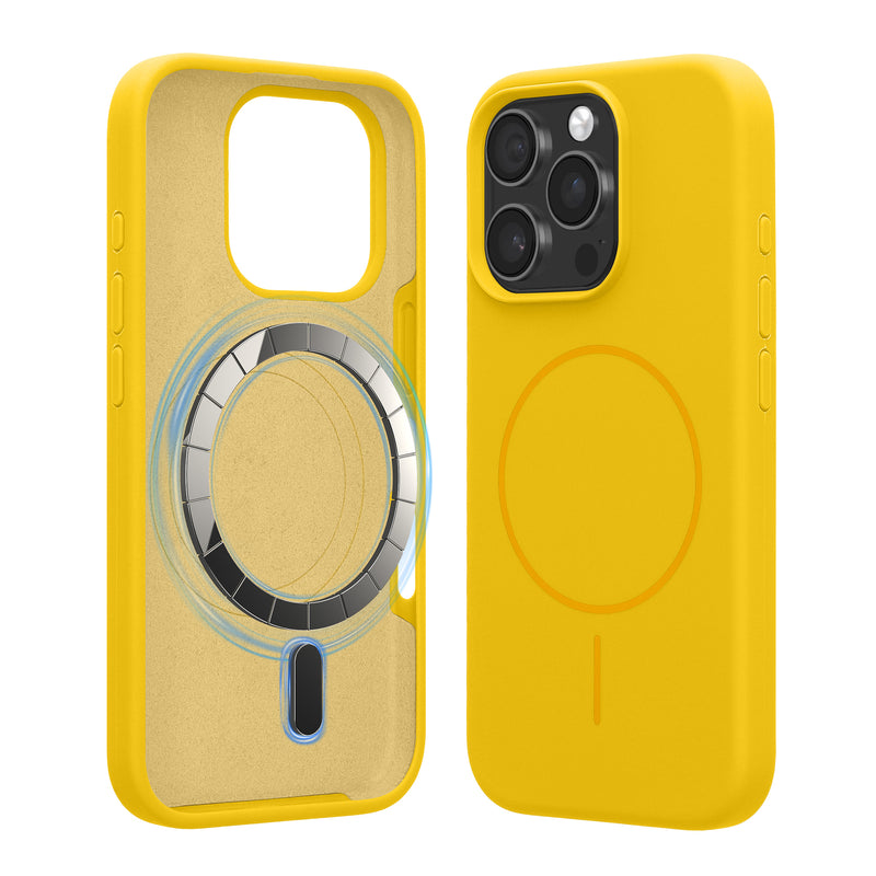 kwmobile Handyhülle für Apple iPhone 16 Pro - Hülle für MagSafe - Hülle für iPhone 16 Pro Case - Silikon Rückseite magnetisch in Strahlend Gelb Strahlend Gelb  