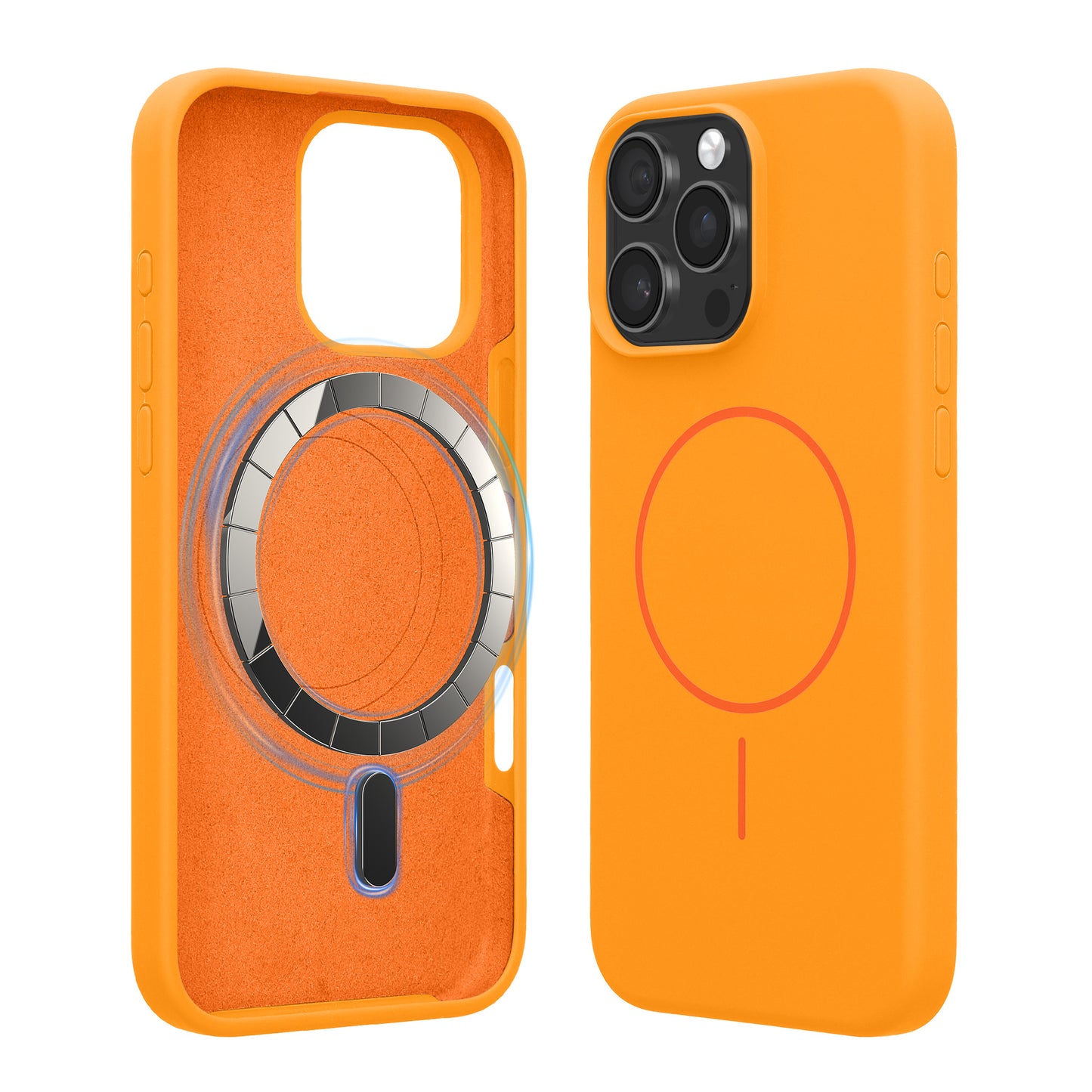 kwmobile Handyhülle für Apple iPhone 16 Pro Max - Hülle für MagSafe - Hülle für iPhone 16 Pro Max Case - Silikon Rückseite magnetisch in Fruity Orange Fruity Orange  