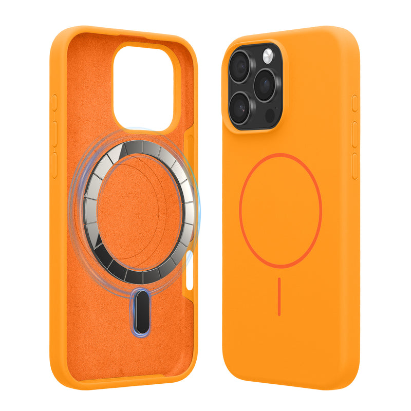 kwmobile Handyhülle für Apple iPhone 16 Pro Max - Hülle für MagSafe - Hülle für iPhone 16 Pro Max Case - Silikon Rückseite magnetisch in Fruity Orange Fruity Orange  