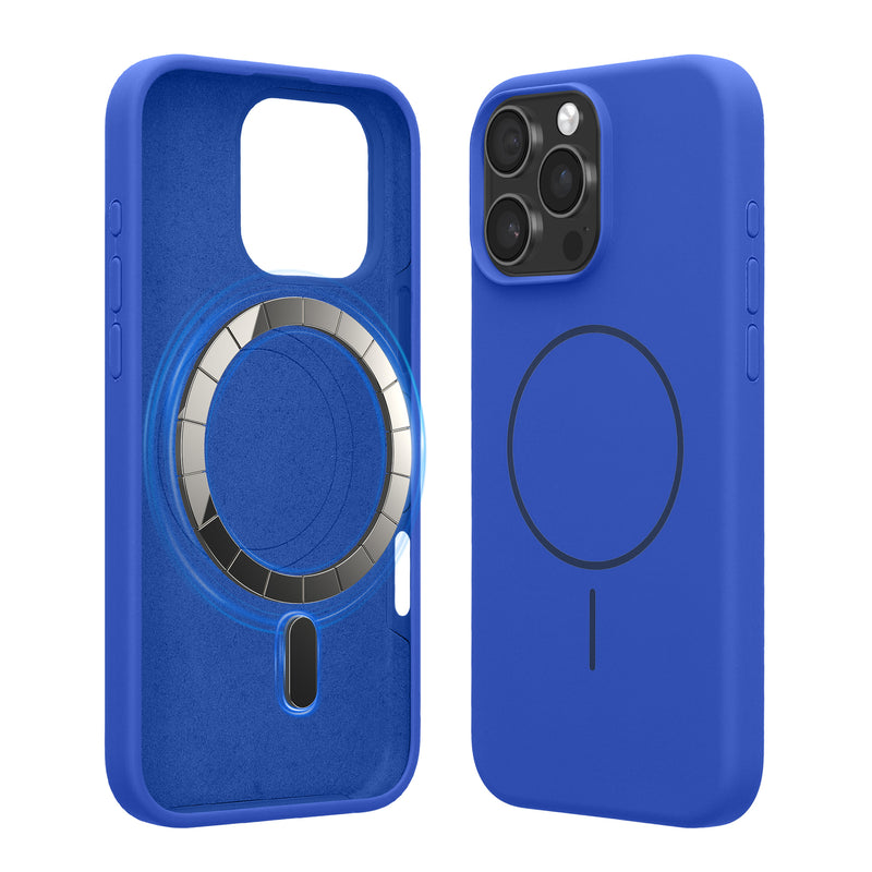 kwmobile Handyhülle für Apple iPhone 16 Pro Max - Hülle für MagSafe - Hülle für iPhone 16 Pro Max Case - Silikon Rückseite magnetisch in Baltik Blau Baltik Blau  