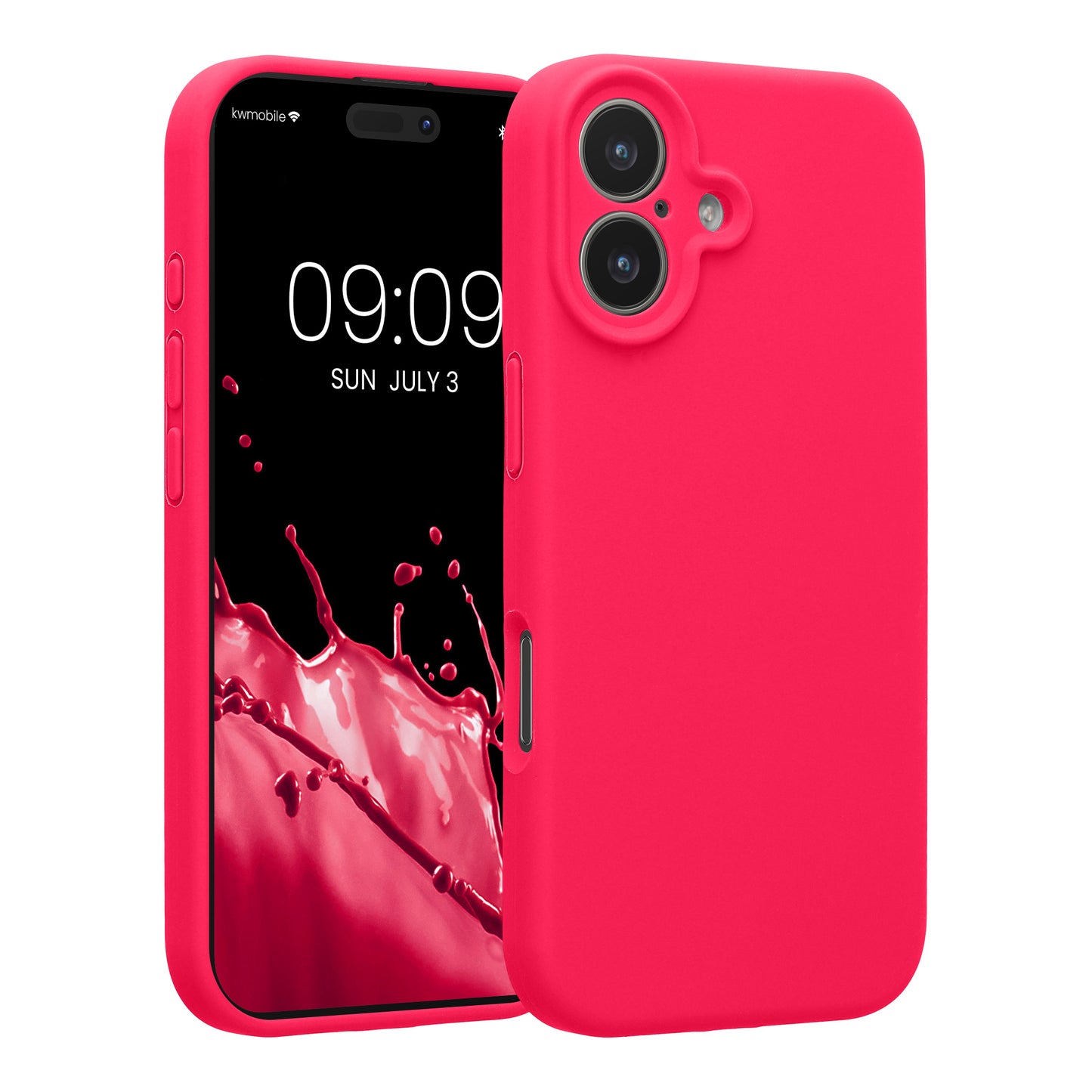 kwmobile Handyhülle kompatibel mit Apple iPhone 17 Hülle - gummierte Handy Case aus Silikon in Neon Pink Neon Pink  