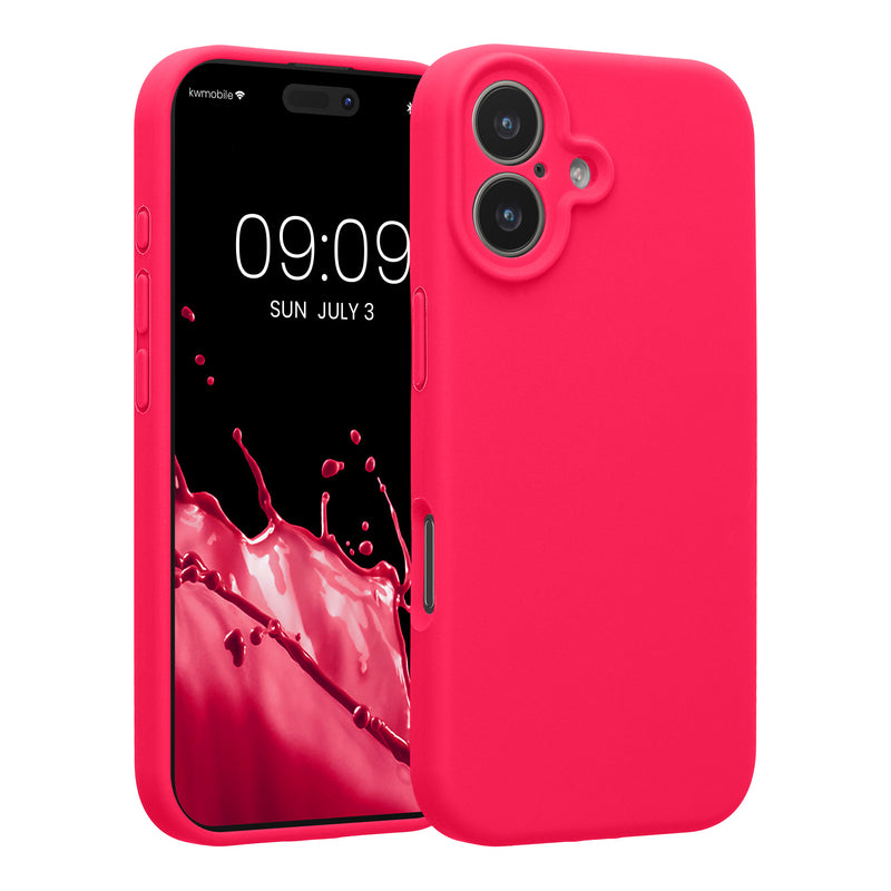 kwmobile Handyhülle kompatibel mit Apple iPhone 17 Hülle - gummierte Handy Case aus Silikon in Neon Pink Neon Pink  