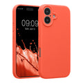 kwmobile Handyhülle kompatibel mit Apple iPhone 17 Hülle - gummierte Handy Case aus Silikon in Neon Koralle Neon Koralle  