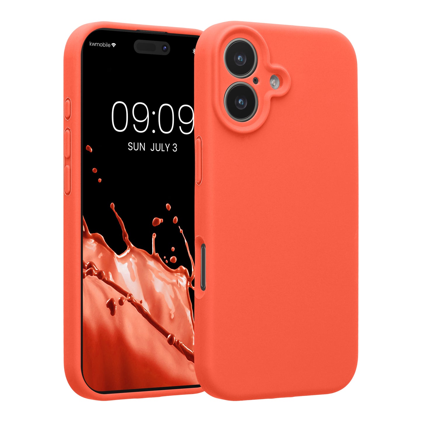 kwmobile Handyhülle kompatibel mit Apple iPhone 17 Hülle - gummierte Handy Case aus Silikon in Neon Koralle Neon Koralle  