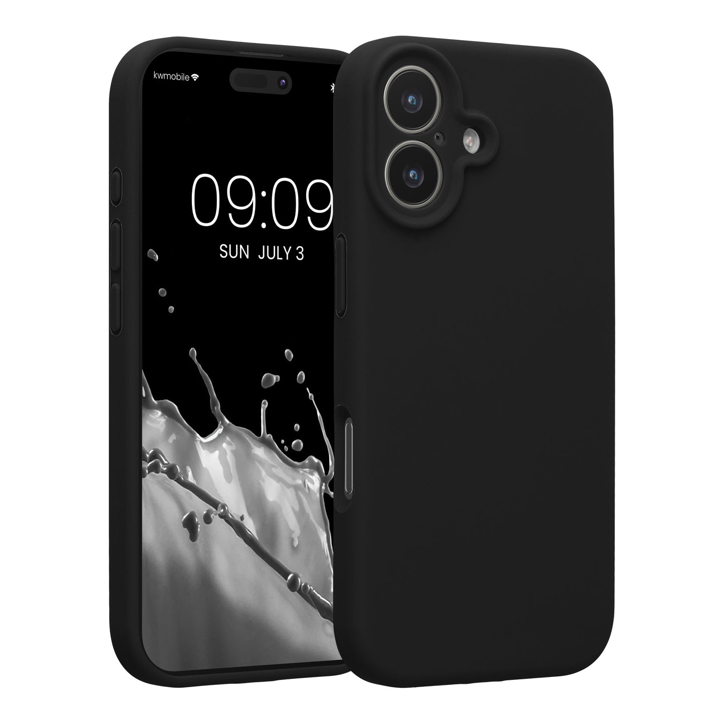 kwmobile Handyhülle kompatibel mit Apple iPhone 17 Hülle - gummierte Handy Case aus Silikon in Schwarz Schwarz  
