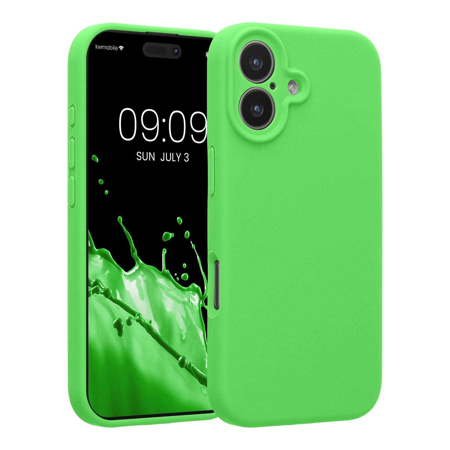 kwmobile Handyhülle kompatibel mit Apple iPhone 17 Hülle - gummierte Handy Case aus Silikon in Limettengrün Limettengrün  