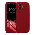 kwmobile Handyhülle kompatibel mit Apple iPhone 17 Hülle - gummierte Handy Case aus Silikon in Rhabarber Rot Rhabarber Rot  