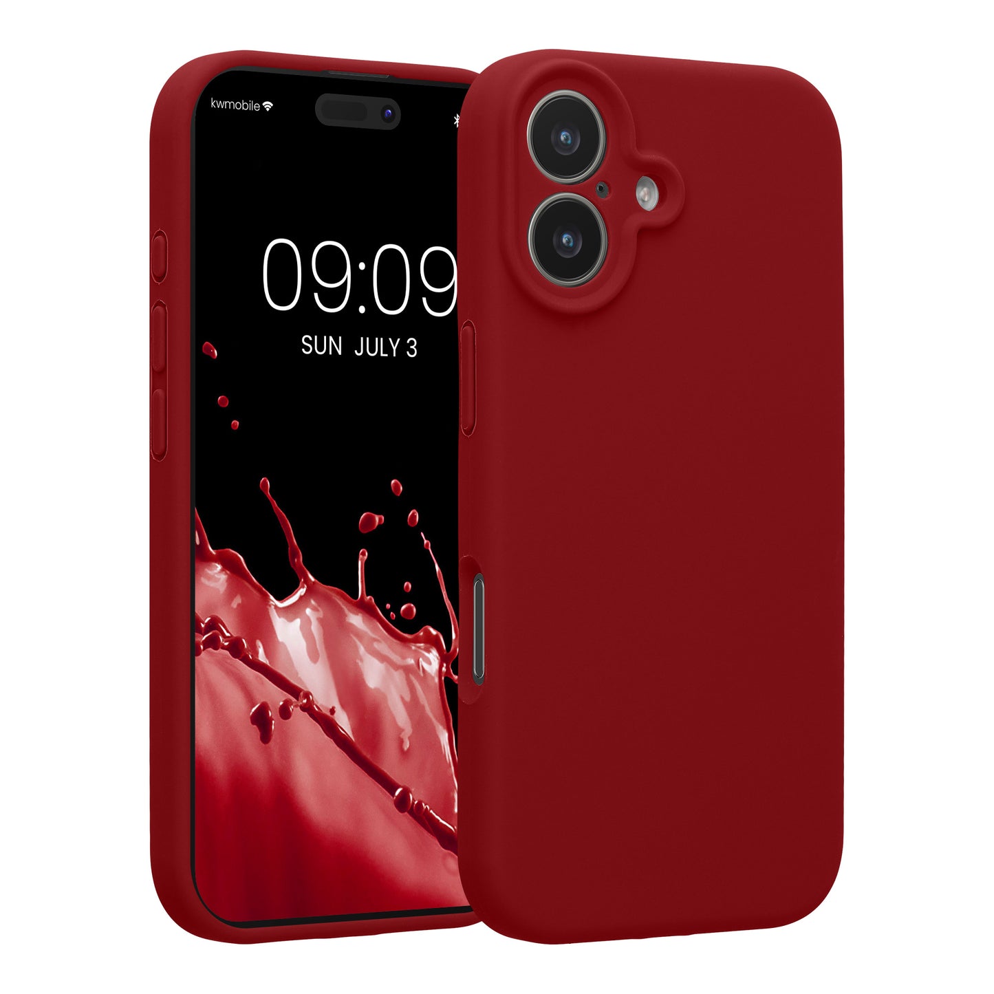 kwmobile Handyhülle kompatibel mit Apple iPhone 17 Hülle - gummierte Handy Case aus Silikon in Rhabarber Rot Rhabarber Rot  