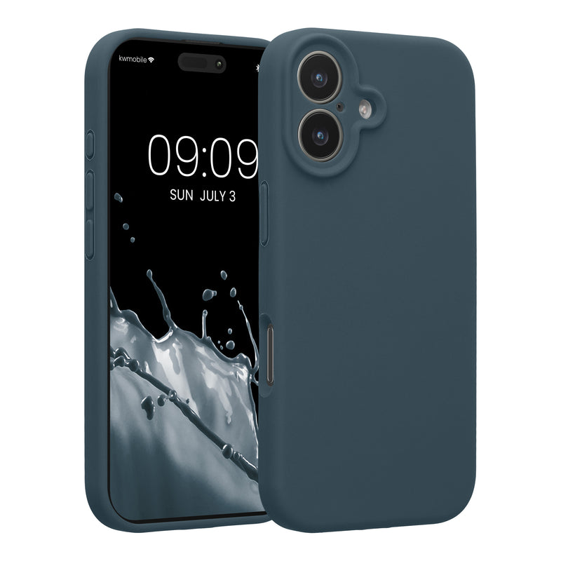 kwmobile Handyhülle kompatibel mit Apple iPhone 17 Hülle - gummierte Handy Case aus Silikon in Dunkler Schiefer Dunkler Schiefer  
