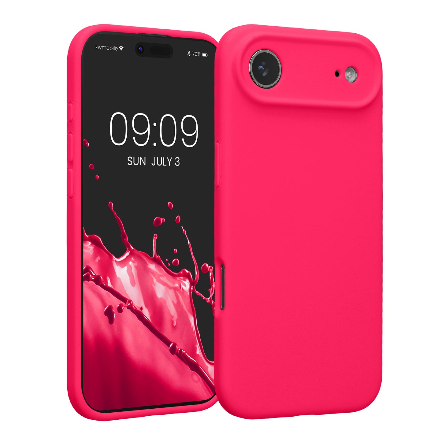 kwmobile Handyhülle kompatibel mit Apple iPhone Air Hülle - gummierte Handy Case aus Silikon in Neon Pink Neon Pink  