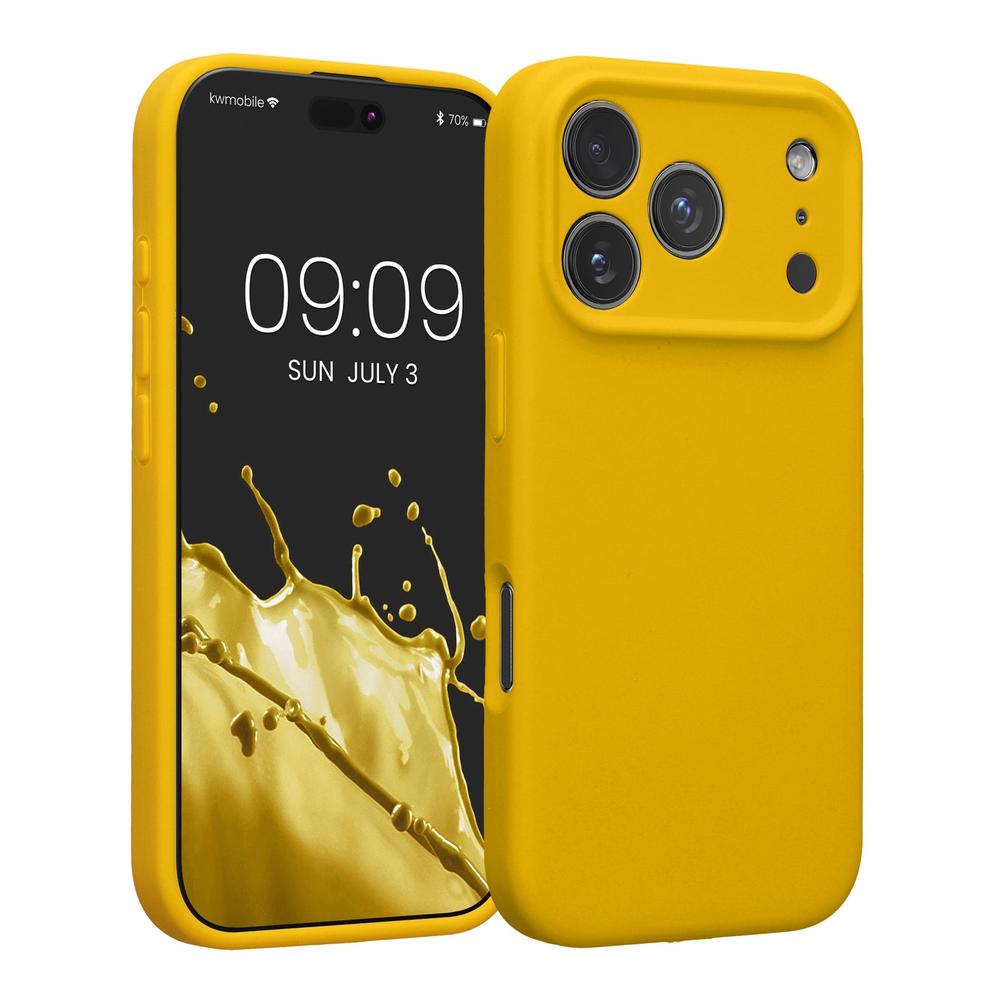 kwmobile Handyhülle kompatibel mit Apple iPhone 17 Pro Hülle - gummierte Handy Case aus Silikon in Strahlend Gelb Strahlend Gelb  