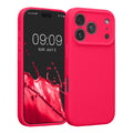 kwmobile Handyhülle kompatibel mit Apple iPhone 17 Pro Hülle - gummierte Handy Case aus Silikon in Neon Pink Neon Pink  