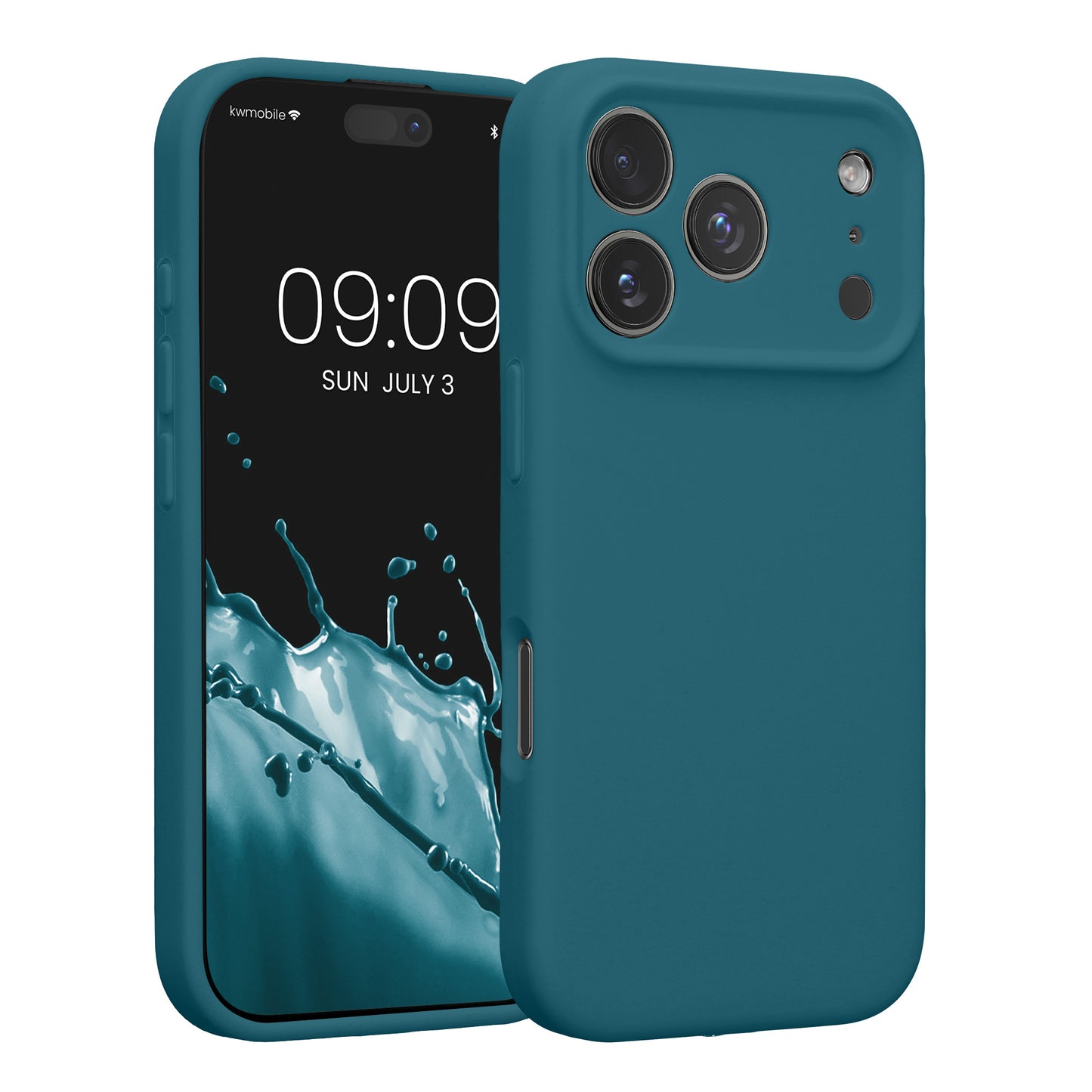kwmobile Handyhülle kompatibel mit Apple iPhone 17 Pro Hülle - gummierte Handy Case aus Silikon in Petrol matt Petrol matt  