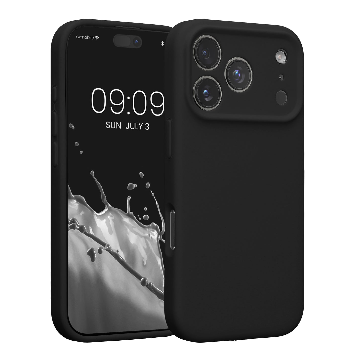 kwmobile Handyhülle kompatibel mit Apple iPhone 17 Pro Hülle - gummierte Handy Case aus Silikon in Schwarz Schwarz  