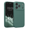 kwmobile Handyhülle kompatibel mit Apple iPhone 17 Pro Hülle - gummierte Handy Case aus Silikon in Tannengrün Tannengrün  