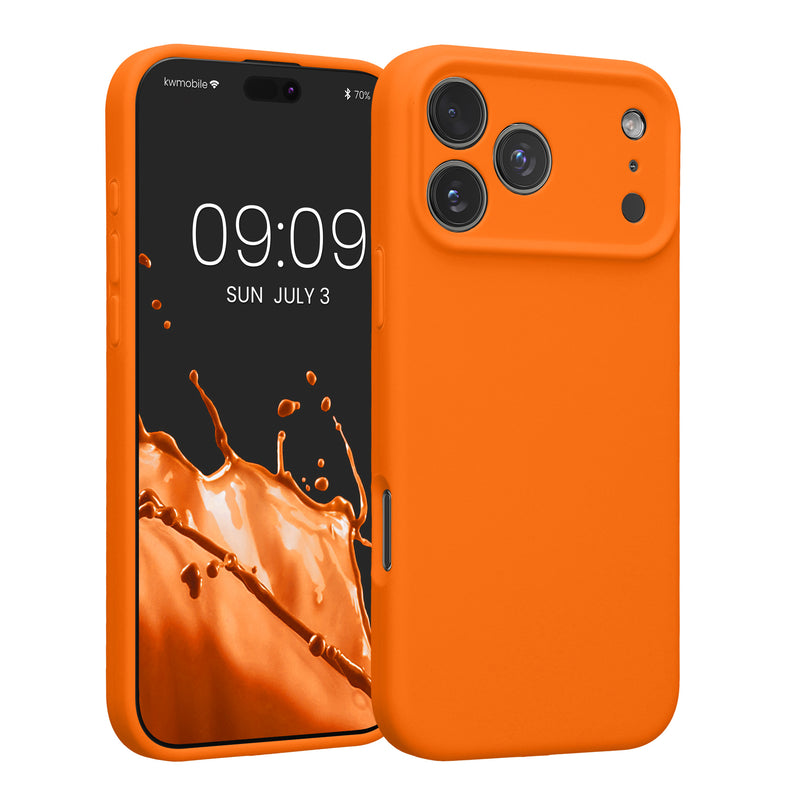 kwmobile Handyhülle kompatibel mit Apple iPhone 17 Pro Max Hülle - gummierte Handy Case aus Silikon in Fruity Orange Fruity Orange  