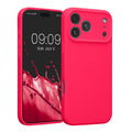 kwmobile Handyhülle kompatibel mit Apple iPhone 17 Pro Max Hülle - gummierte Handy Case aus Silikon in Neon Pink Neon Pink  