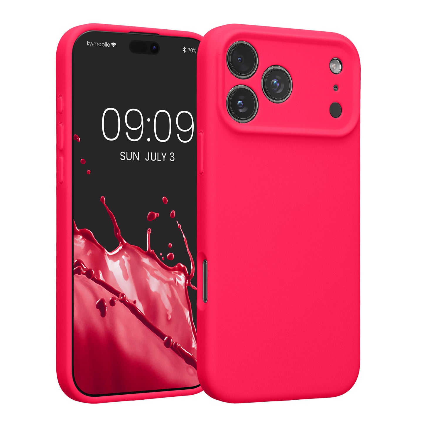 kwmobile Handyhülle kompatibel mit Apple iPhone 17 Pro Max Hülle - gummierte Handy Case aus Silikon in Neon Pink Neon Pink  