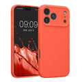 kwmobile Handyhülle kompatibel mit Apple iPhone 17 Pro Max Hülle - gummierte Handy Case aus Silikon in Neon Koralle Neon Koralle  