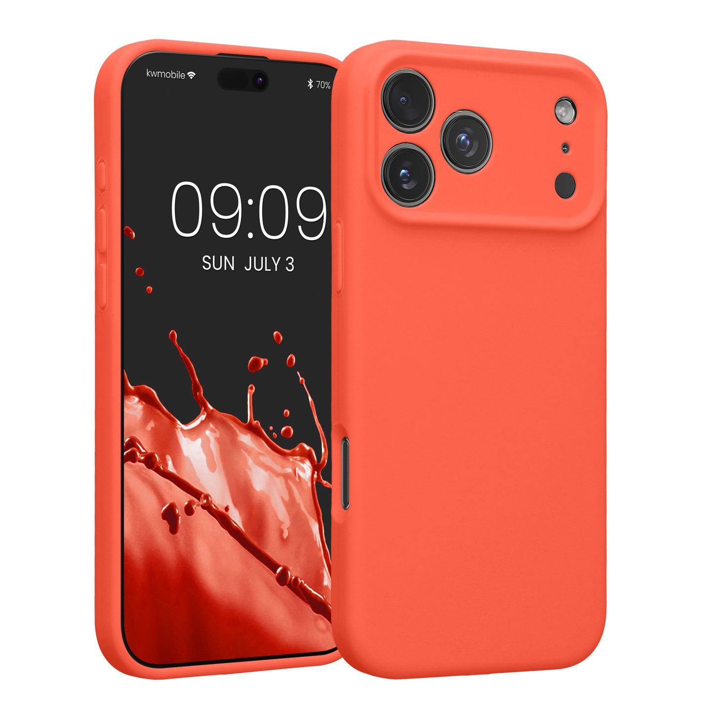 kwmobile Handyhülle kompatibel mit Apple iPhone 17 Pro Max Hülle - gummierte Handy Case aus Silikon in Neon Koralle Neon Koralle  