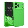kwmobile Handyhülle kompatibel mit Apple iPhone 17 Pro Max Hülle - gummierte Handy Case aus Silikon in Limettengrün Limettengrün  