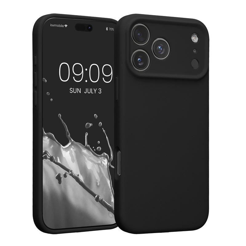 kwmobile Handyhülle kompatibel mit Apple iPhone 17 Pro Max Hülle - gummierte Handy Case aus Silikon in Schwarz Schwarz  
