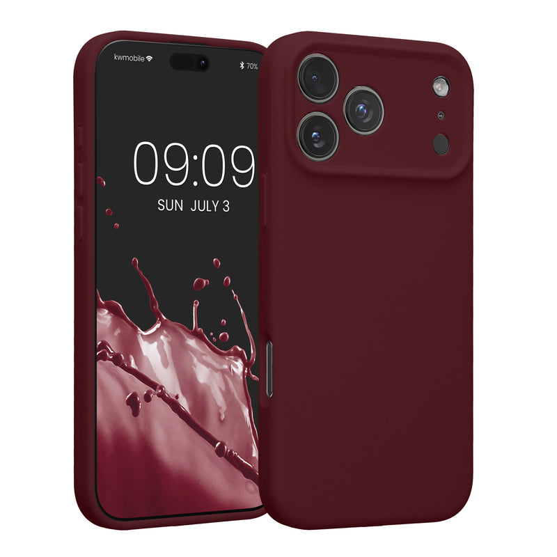 kwmobile Handyhülle kompatibel mit Apple iPhone 17 Pro Max Hülle - gummierte Handy Case aus Silikon in Bordeaux Violett Bordeaux Violett  