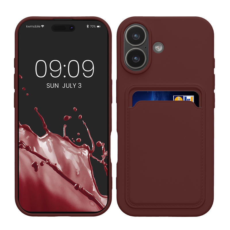 kwmobile Handyhülle kompatibel mit Apple iPhone 17 Hülle - Handy Cover mit Fach für Karten - in Tawny Red Tawny Red  