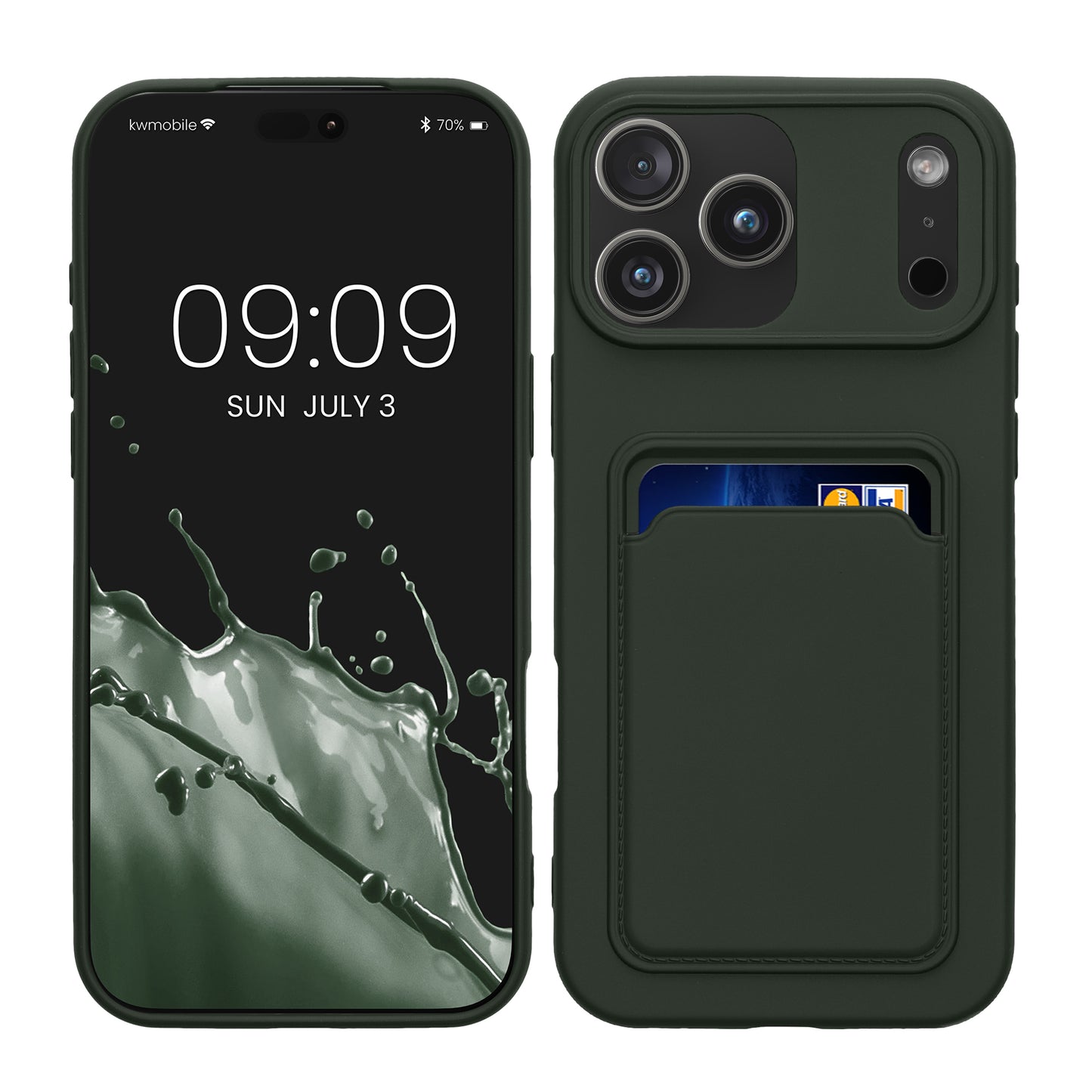 kwmobile Handyhülle kompatibel mit Apple iPhone 17 Pro Max Hülle - Handy Cover mit Fach für Karten - in Dunkelgrün Dunkelgrün  