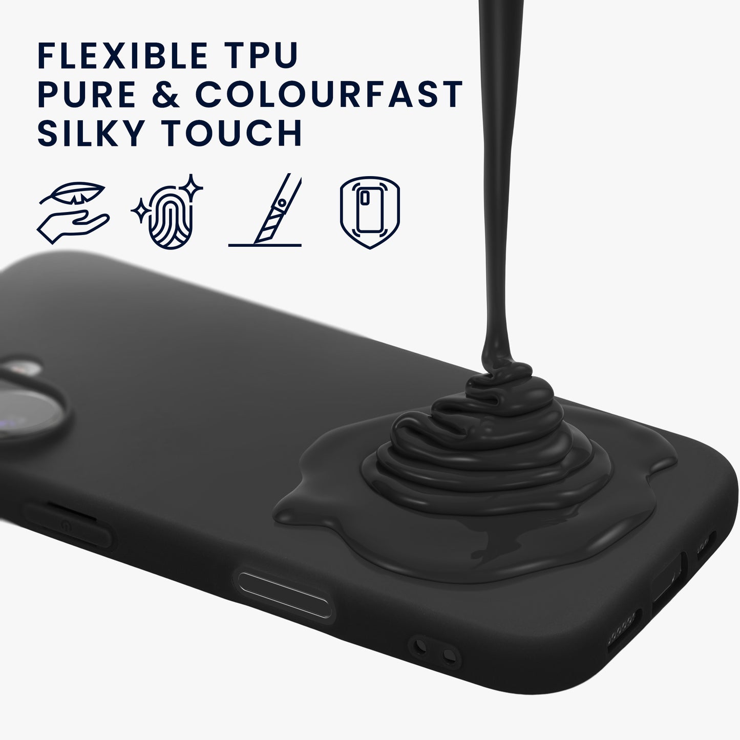 kwmobile Case Compatible with iPhone 17 Case - Soft Slim Silicone Phone Cover - Shock-Absorbing Flexible Case