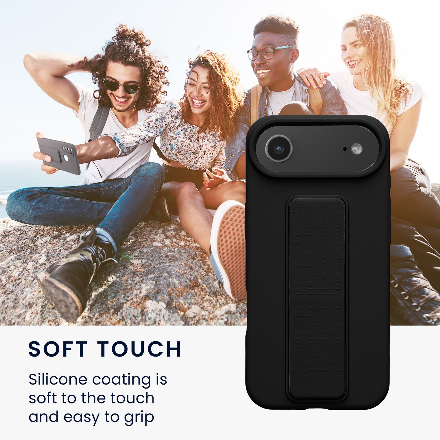 kwmobile Cell Phone Case for Apple iPhone Air Case with Finger Holder and Stand Protective Cover