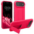 kwmobile Handyhülle kompatibel mit Apple iPhone Air - Hülle mit Fingerhalter und Standfunktion - Silikon Case Handy Cover in Neon Pink Neon Pink  