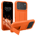 kwmobile Handyhülle kompatibel mit Apple iPhone 17 Pro - Hülle mit Fingerhalter und Standfunktion - Silikon Case Handy Cover in Fruity Orange Fruity Orange  