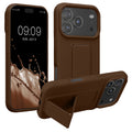 kwmobile Handyhülle kompatibel mit Apple iPhone 17 Pro - Hülle mit Fingerhalter und Standfunktion - Silikon Case Handy Cover in Chocolate Chocolate  