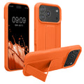 kwmobile Handyhülle kompatibel mit Apple iPhone 17 Pro Max - Hülle mit Fingerhalter und Standfunktion - Silikon Case Handy Cover in Fruity Orange Fruity Orange  