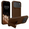 kwmobile Handyhülle kompatibel mit Apple iPhone 17 Pro Max - Hülle mit Fingerhalter und Standfunktion - Silikon Case Handy Cover in Chocolate Chocolate  