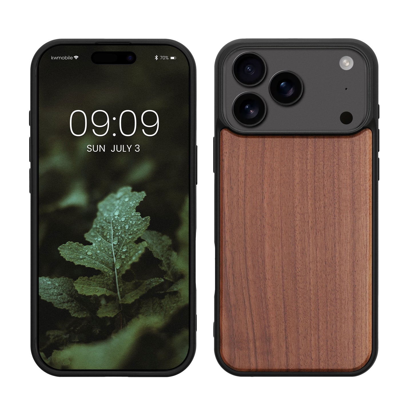 kwmobile Hülle kompatibel mit Apple iPhone 17 Pro Max Hülle - Holz Case - stoßfestes Handy Cover - TPU Handyhülle in Dunkelbraun Dunkelbraun  