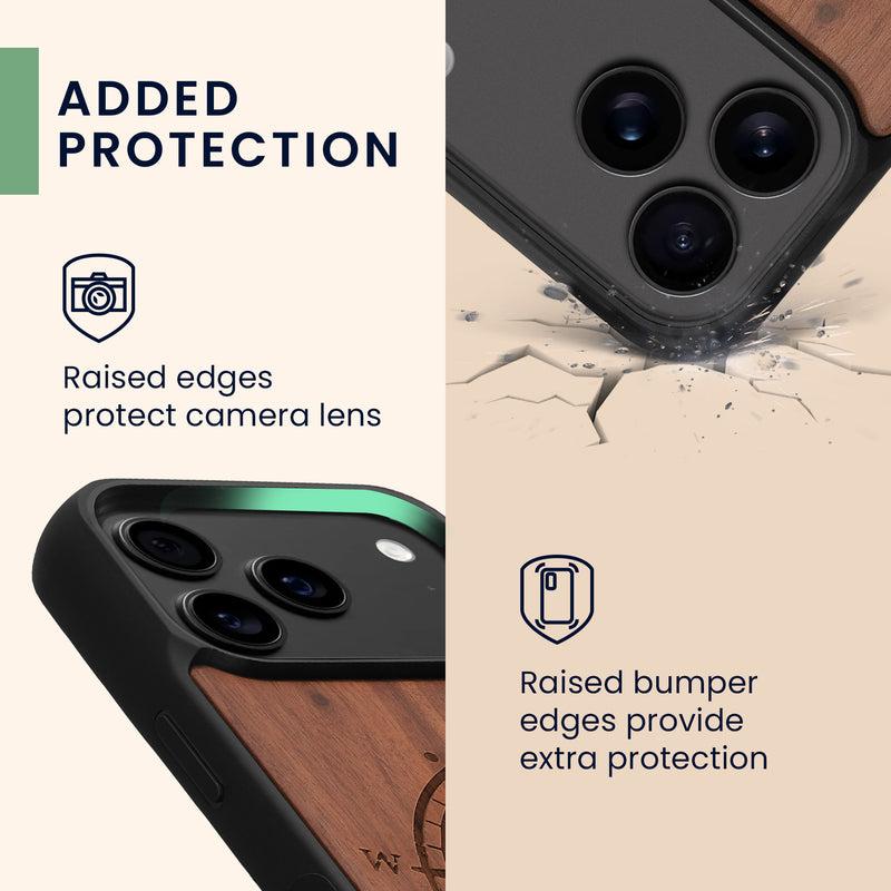 kwmobile Case Compatible with Apple iPhone 17 Pro Case - Phone Cover - TPU Compass Vintage