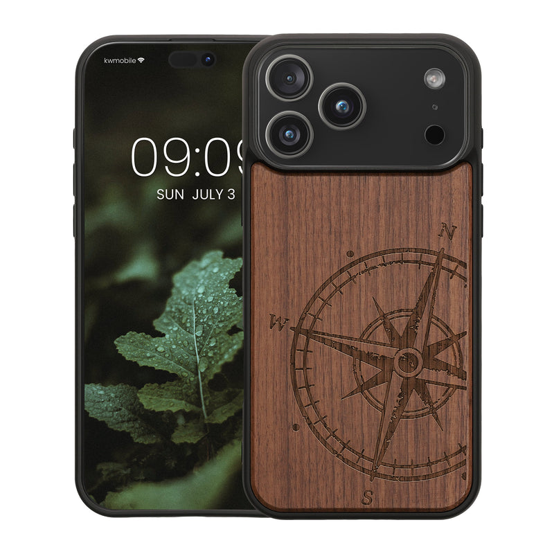 kwmobile Case Compatible with Apple iPhone 17 Pro Max Phone Cover TPU Cell Phone Case Compass Vintage