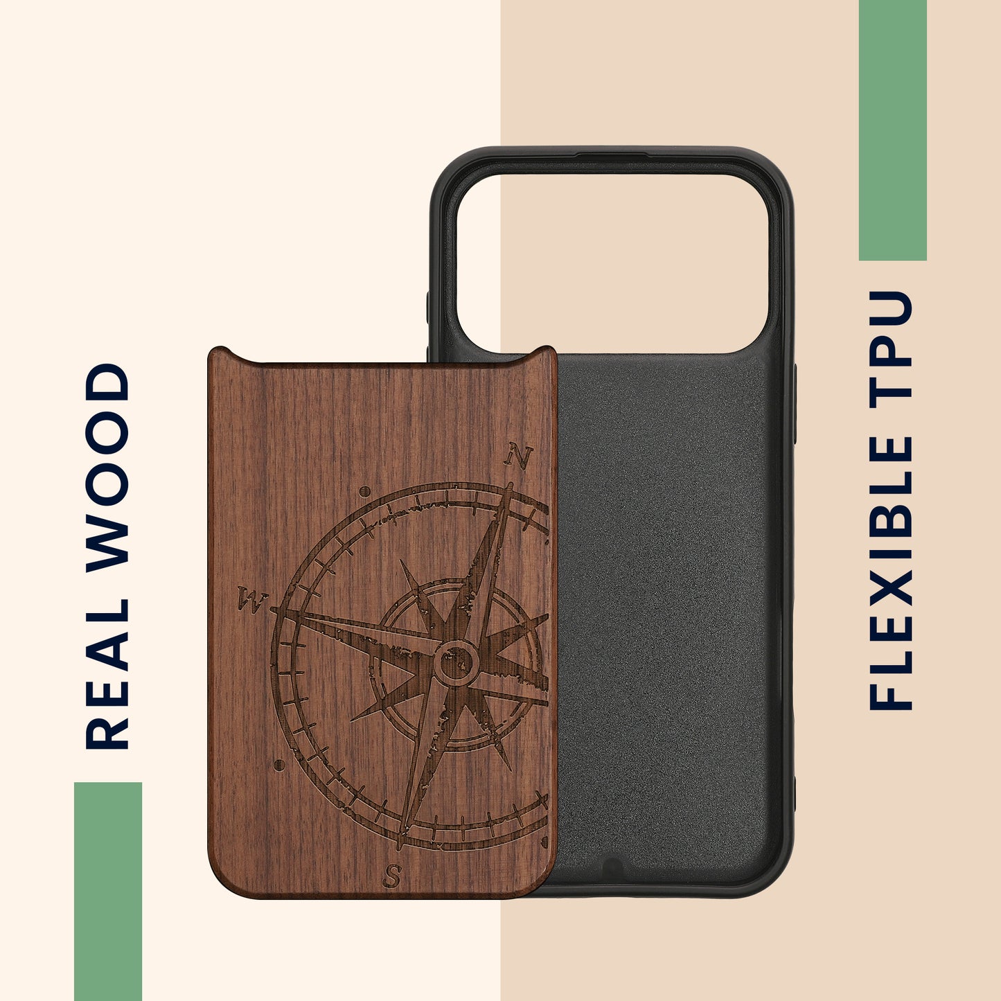 kwmobile Case Compatible with Apple iPhone 17 Pro Max Phone Cover TPU Cell Phone Case Compass Vintage