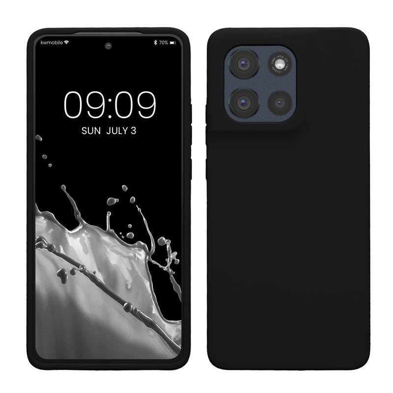 kwmobile Hülle kompatibel mit Motorola Moto G86 5G Hülle - Silikon Handy Case - Handyhülle weiche Oberfläche - kabelloses Laden - Schwarz Schwarz  