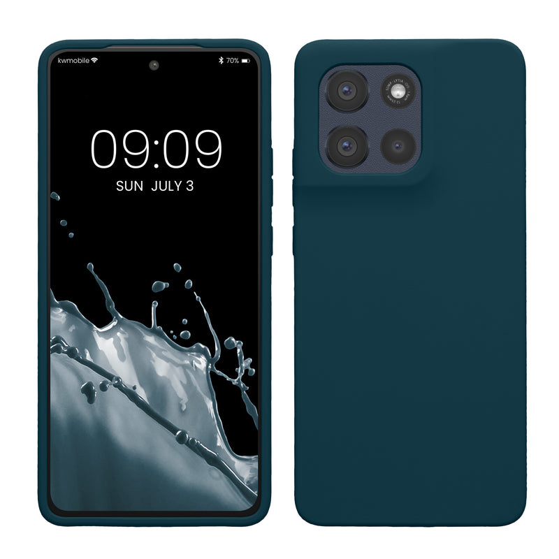 kwmobile Hülle kompatibel mit Motorola Moto G86 5G Hülle - Silikon Handy Case - Handyhülle weiche Oberfläche - kabelloses Laden - Petrol matt Petrol matt  
