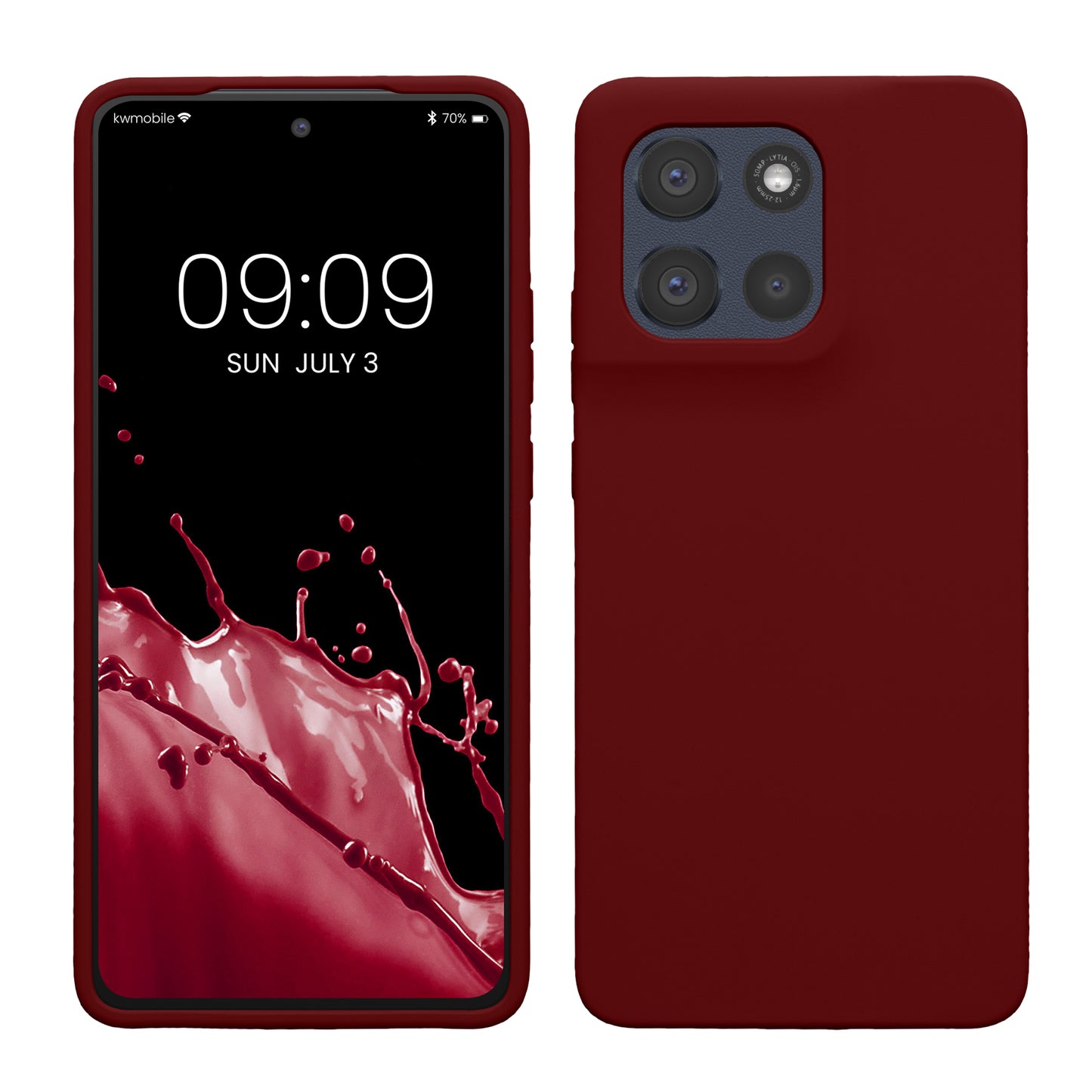 kwmobile Hülle kompatibel mit Motorola Moto G86 5G Hülle - Silikon Handy Case - Handyhülle weiche Oberfläche - kabelloses Laden - Rhabarber Rot Rhabarber Rot  