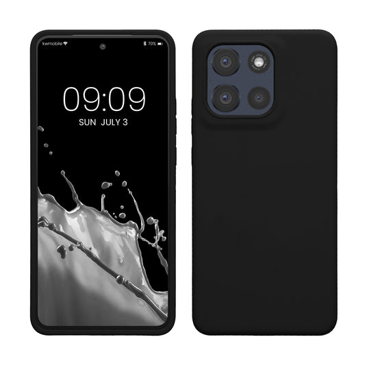 kwmobile Hülle kompatibel mit Motorola Moto G86 Power 5G Hülle - Silikon Handy Case - Handyhülle weiche Oberfläche - kabelloses Laden - Schwarz Schwarz  