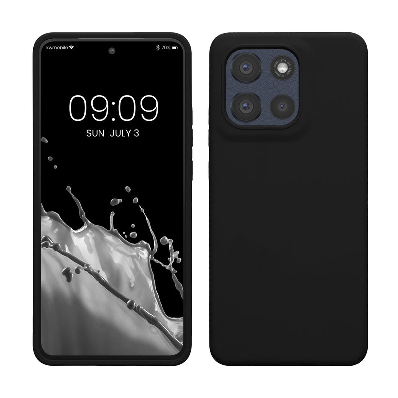 kwmobile Hülle kompatibel mit Motorola Moto G86 Power 5G Hülle - Silikon Handy Case - Handyhülle weiche Oberfläche - kabelloses Laden - Schwarz Schwarz  