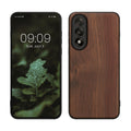 kwmobile Hülle kompatibel mit OnePlus Nord 5 Hülle - Holz Case - stoßfestes Handy Cover - TPU Handyhülle in Dunkelbraun Dunkelbraun  