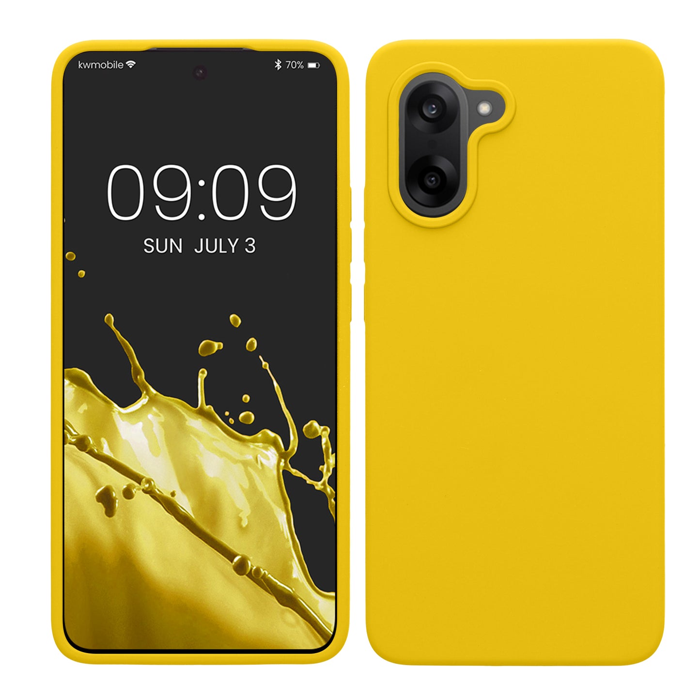 kwmobile Hülle kompatibel mit OnePlus Nord CE5 Hülle - Silikon Handy Case - Handyhülle weiche Oberfläche - kabelloses Laden - Strahlend Gelb Strahlend Gelb  