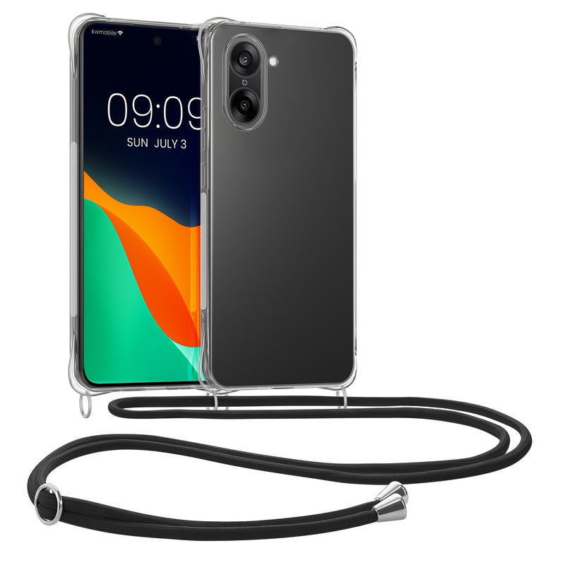 kwmobile Necklace Case kompatibel mit OnePlus Nord CE5 Hülle - Silikon Cover mit Handykette - Band Handyhülle Schwarz Transparent Schwarz  