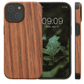 kwmobile Case Compatible with Apple iPhone 15 Back Cover Wood Grain