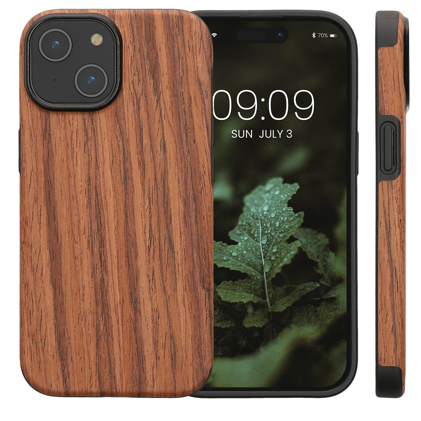 kwmobile Case Compatible with Apple iPhone 15 Back Cover Wood Grain